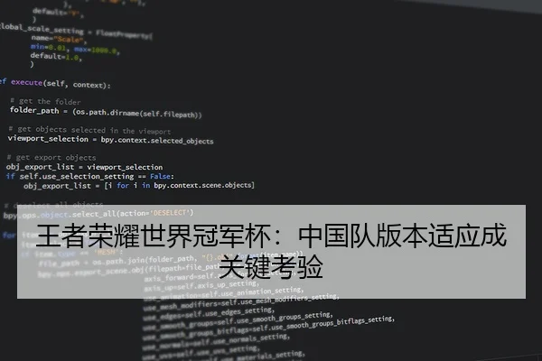 王者荣耀世界冠军杯：中国队版本适应成关键考验